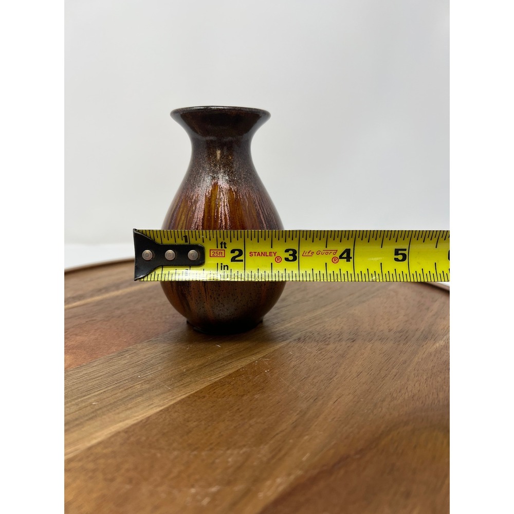Small Ceramic Vase Earth Tones Glazed Home Decor Accent - Picture 8 of 9